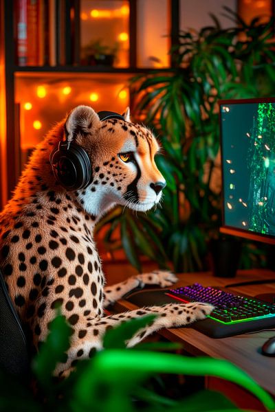 The gaming-enthusiastic cheetah by Poster Art Shop