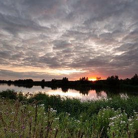 Coucher de soleil Arkenheem polder sur Leon Huurman