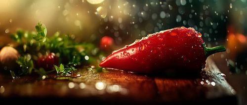 Verse paprika's met waterdruppels