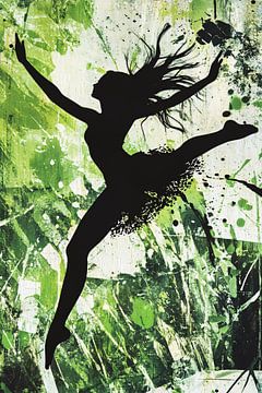 Dansende silhouet in groene natuur van Imperial Art House