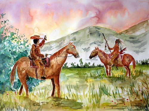 Cowboy ontmoet indiaan van Sebastian Grafmann