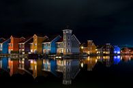 Reitdiephaven Groningen bij nacht van Erwin Huizing thumbnail