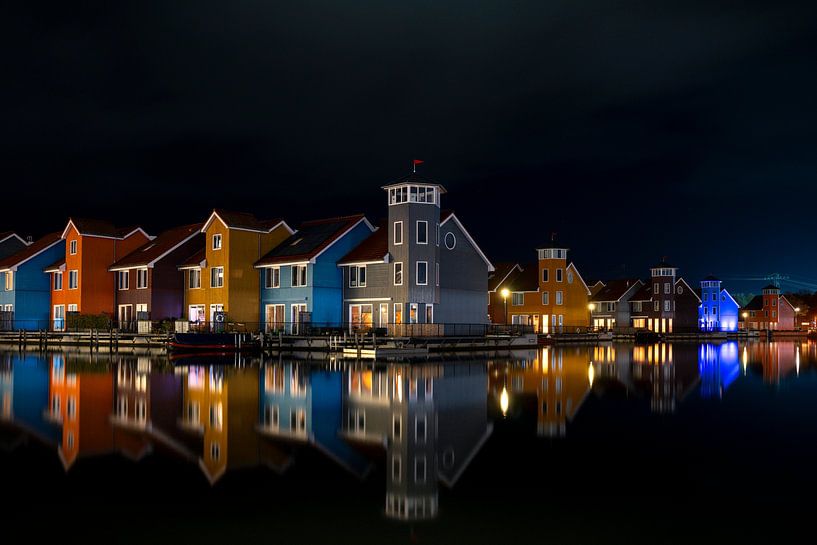 Reitdiephaven Groningen bij nacht van Erwin Huizing