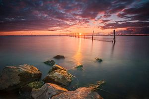 Colourful sunset on the Markermeer by Diana de Vries