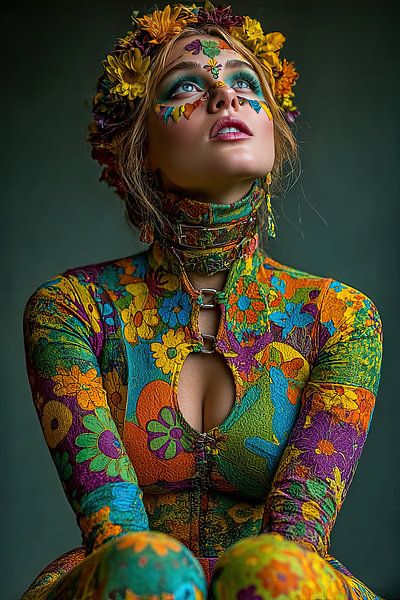 kunst vrouw met bloemen van Egon Zitter