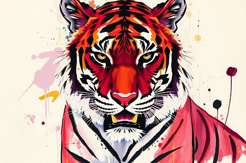 Peinture abstraite de tigres colorés