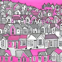 Stad in roze zwart en wit