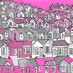 Stadt in Rosa, Schwarz und Weiß