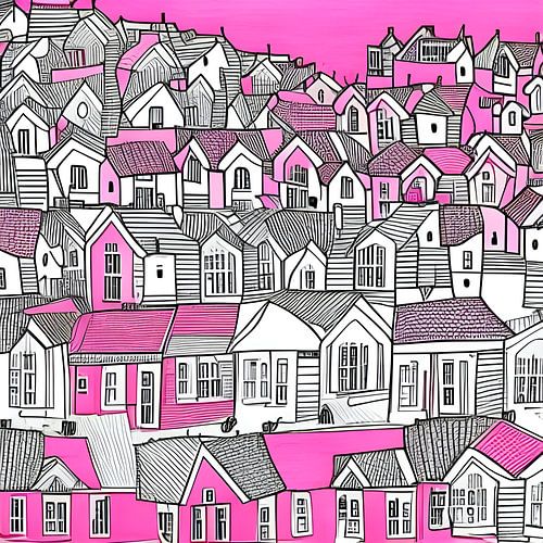 Stadt in Rosa, Schwarz und Weiß