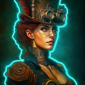 Steampunk lady with red hair by Digital Art Nederland
