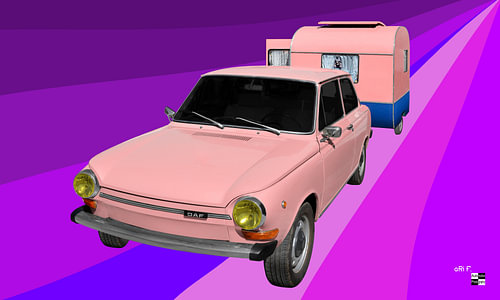DAF 44 with a caravan