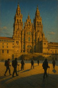 Goldenes Licht über Santiago de Compostela - Camino de Santiago Wandkunst