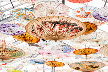 Umbrellas on the ceiling