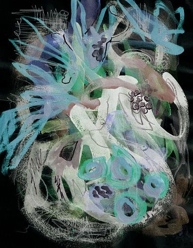 Abstracte, stemmige blauwe afbeelding met donkere achtergrond
