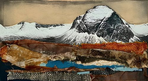 wintry fjord landscape, collage