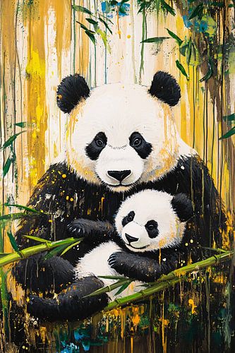 Panda's in bamboebos kunstwerk