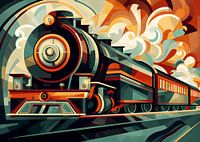 Steam train Art Deco style abstract