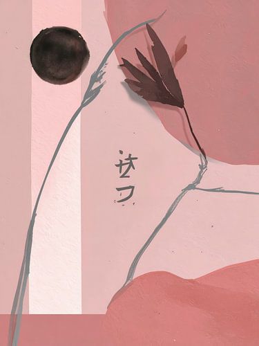 ZEN Ruhe! Minimalistische Wabi-Sabi Kunst in Pastellrosa