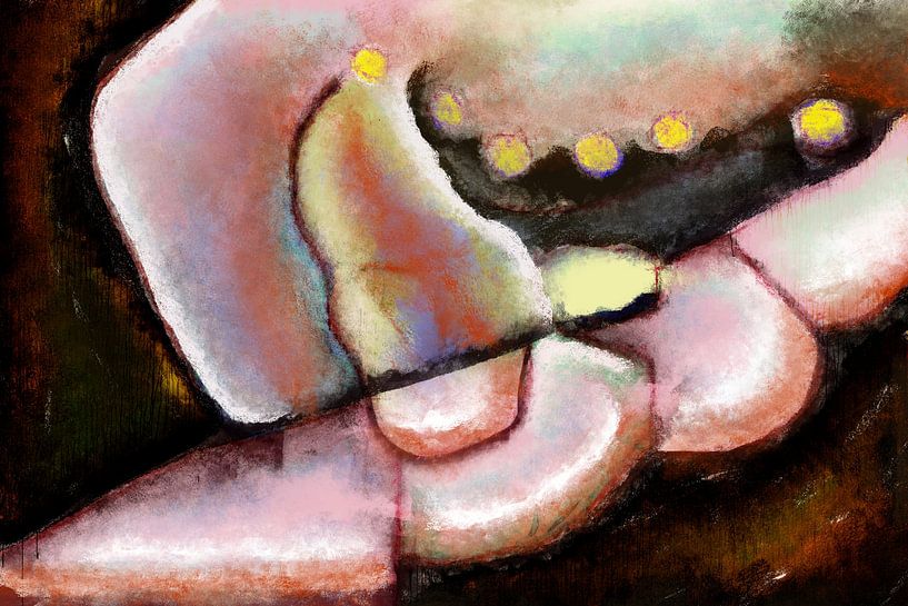 Loose Grip - abstrakte Kunst, Hauttöne von Nelson Guerreiro