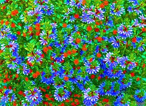 Blumen-Wand (blau)