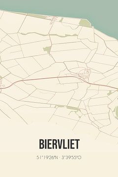 Vintage landkaart van Biervliet (Zeeland) van Rezona