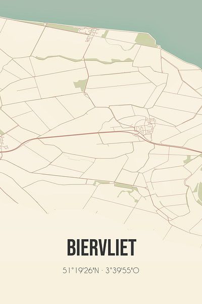 Vintage map of Biervliet (Zeeland) by Prints of Place