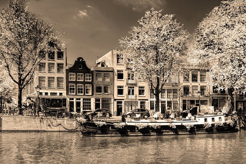 Prinsengracht Jordaan Amsterdam Nederland Sepia van Hendrik-Jan Kornelis