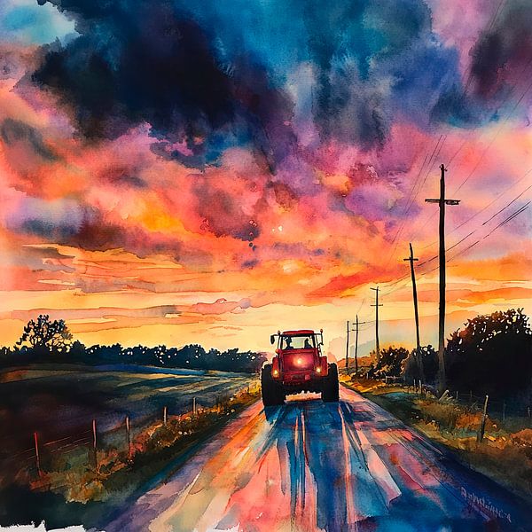 Sunset by land by Poster Art Shop