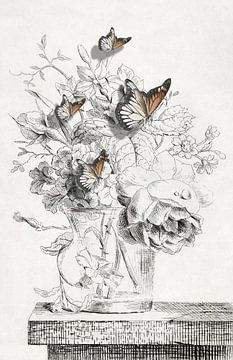 The Butterflies and The Vase with Flowers van Marja van den Hurk
