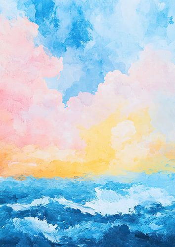 Abstracte lucht zee pastel aquarel wolken