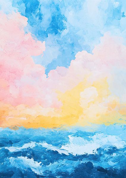 Abstract Sky Sea Pastel Watercolour Clouds by Niklas Maximilian
