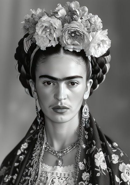 Frida Poster Print Black and White von Niklas Maximilian