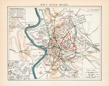 Vintage plattegrond van het Oude Rome
