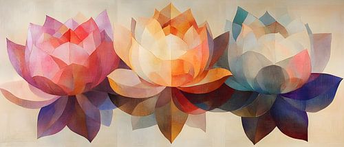 Fleurs de lotus en harmonie de couleurs - Repos abstrait en mouvement