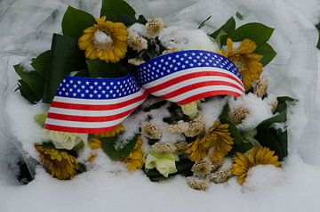 Amerikaanse vlag bij kerkhof