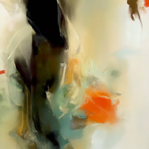 Moderner Abstrakt in pastellfarbenen Erdtönen mit Schwarz