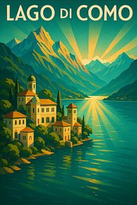 Lago di Como - Vintage Italienischer See Poster