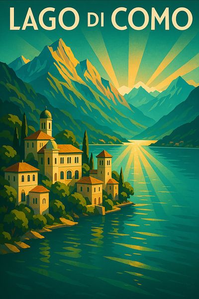 Lago di Como - Affiche vintage d'un lac italien par Travel Shop