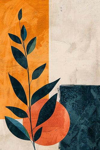 Abstract Plant met Oranje en Blauwe Vormen