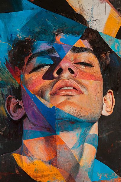 Colourful portrait of a young man by Poster Art Shop