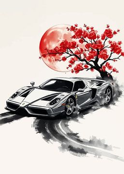 Ferrari Enzo Sumi-E Schilderij van MIROKKU