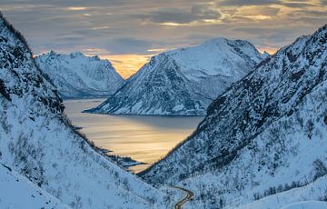 Landschap op Senja in noord Noorwegen in de winter van Chris Stenger
