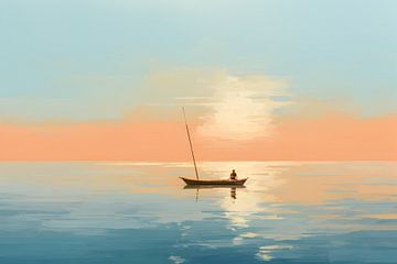 Le pêcheur au coucher du soleil sur Heike Hultsch