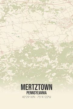 Vintage landkaart van Mertztown (Pennsylvania), USA. van Rezona