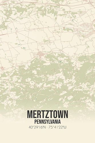 Alte Karte von Mertztown (Pennsylvania), USA.
