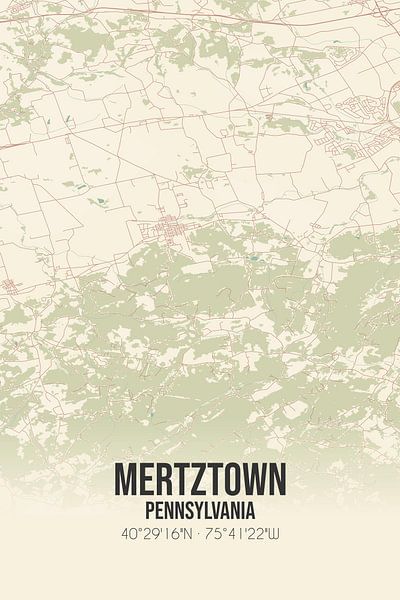 Vintage map of Mertztown (Pennsylvania), USA. by Prints of Place