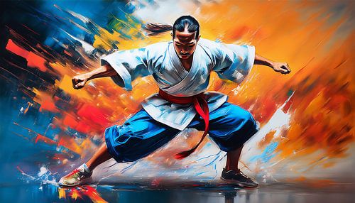 Karate vechtsport met pak