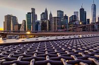 Ligne d'horizon de New York depuis le pont de Brooklyn au coucher du soleil en hiver par Mohamed Abdelrazek Aperçu