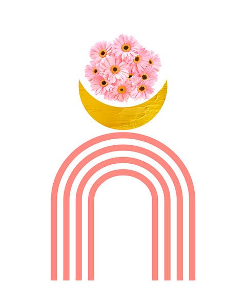 Scandinavië Cottage Kern Regenboog Maan van Mad Dog Art