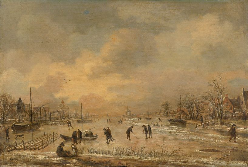 Winter Landscape with Houses, Aert van der Neer by Masterful Masters